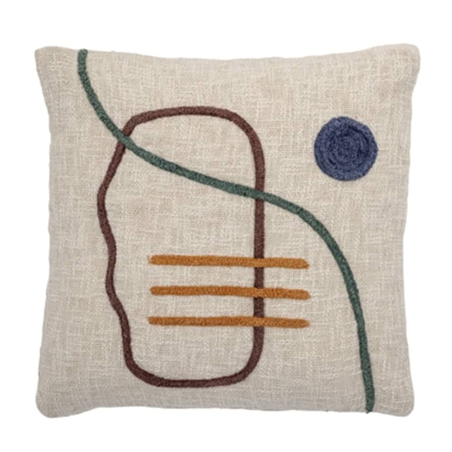 Bloomingville Cushion 50x50cm Beige with Abstract Drawing in Colours