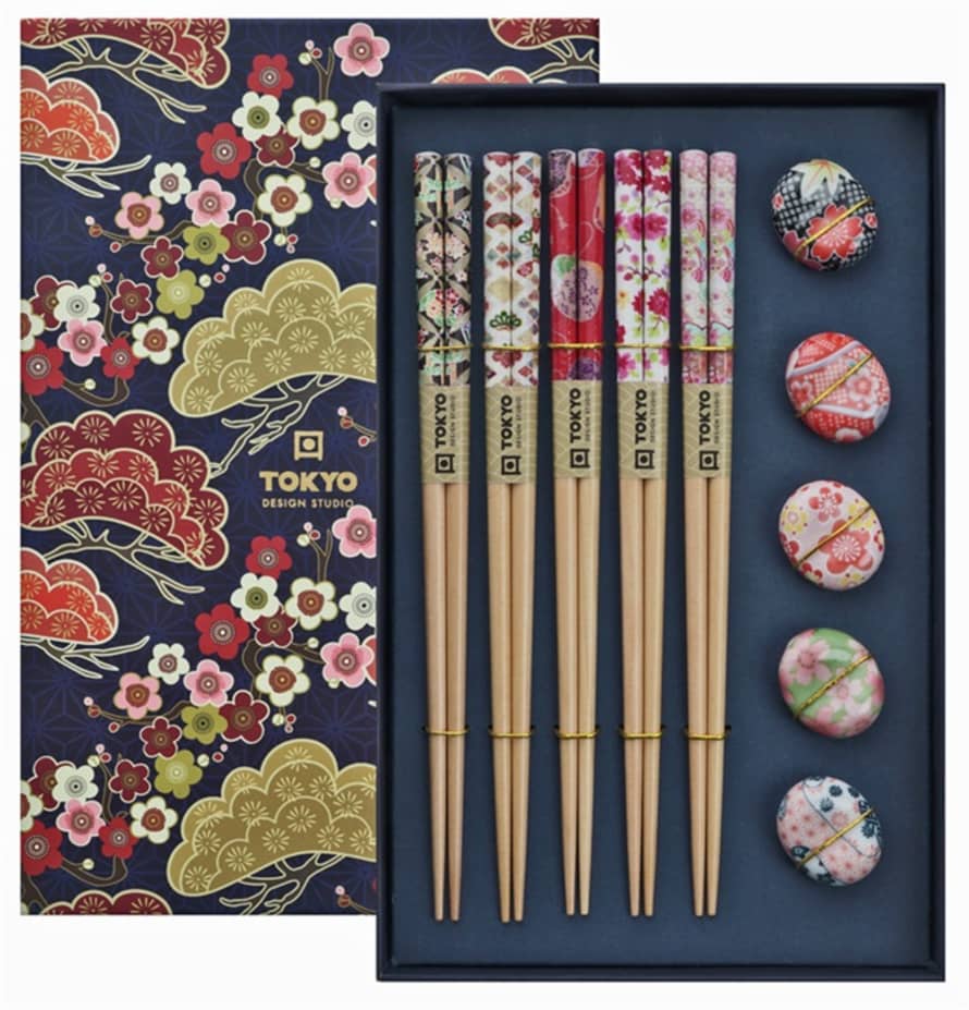 Tokyo Design Studio Chopsticks + Rest Set of 10 Gift Box