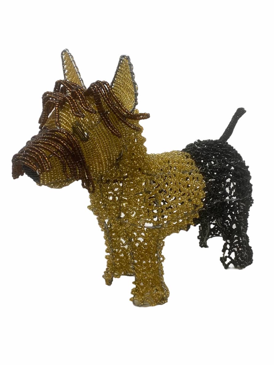 Botanical Boys Yorkshire Terrier Beaded Sculpture