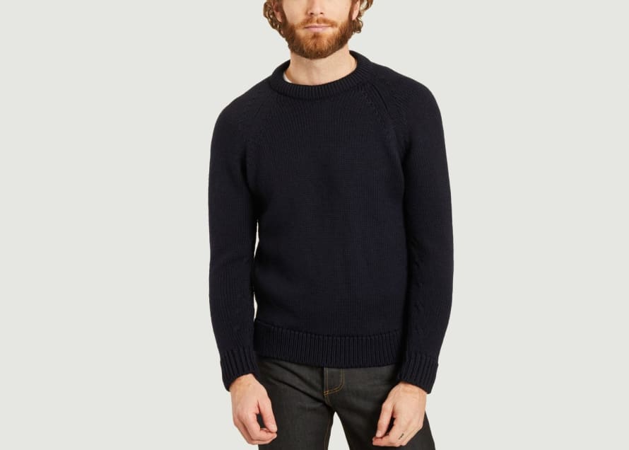 L’Exception Paris Navy Blue Italian Wool Jumper Made In France