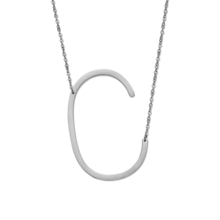 Nordic Muse Waterproof Personalised Letter C Initial Pendant Necklace Silver Plated Tarnish-Free