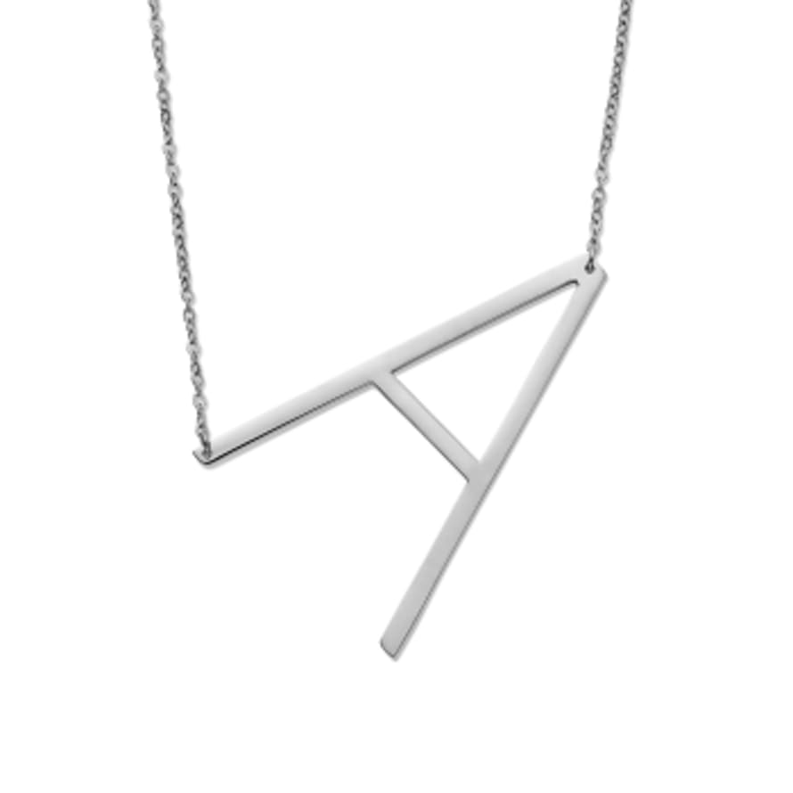 Nordic Muse Waterproof Personalised Letter A Initial Pendant Necklace Silver Plated Tarnish-Free