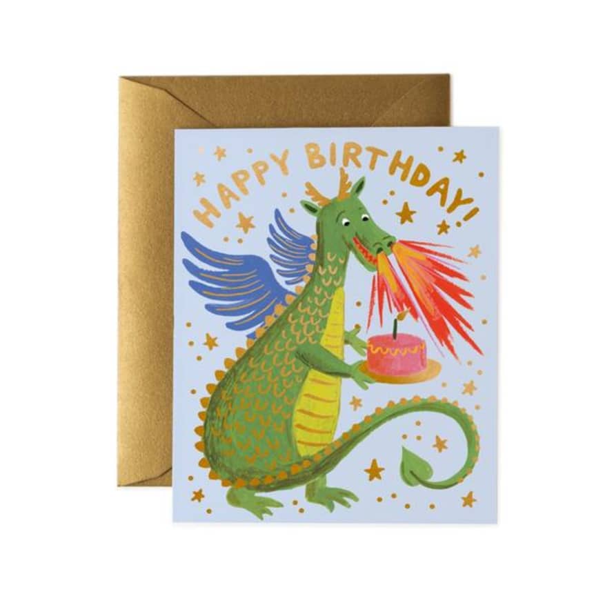Rifle Paper Co. Happy Birthday Card Dragon And Cake