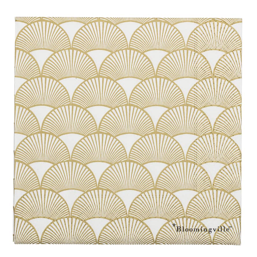 Bloomingville Pack of 20 White with Golden Arches Paper Napkin