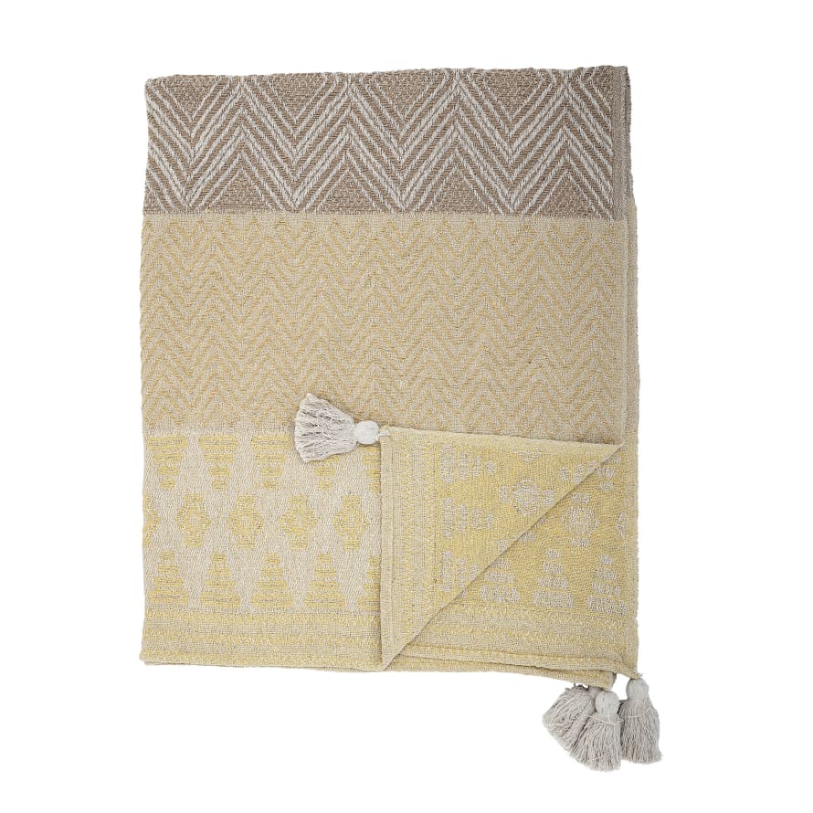 Bloomingville Yellow Recycled Cotton Throw