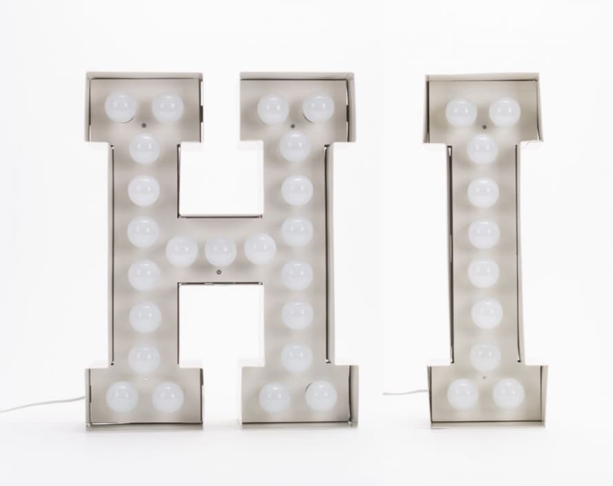 Seletti Big Vegaz Metal Lamp Set with Led Bulbs, Two Letter Combination H and I