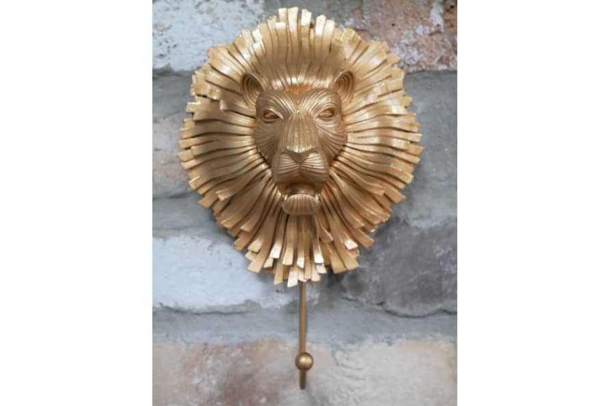 &Quirky Gold Lion Head Wall Hook