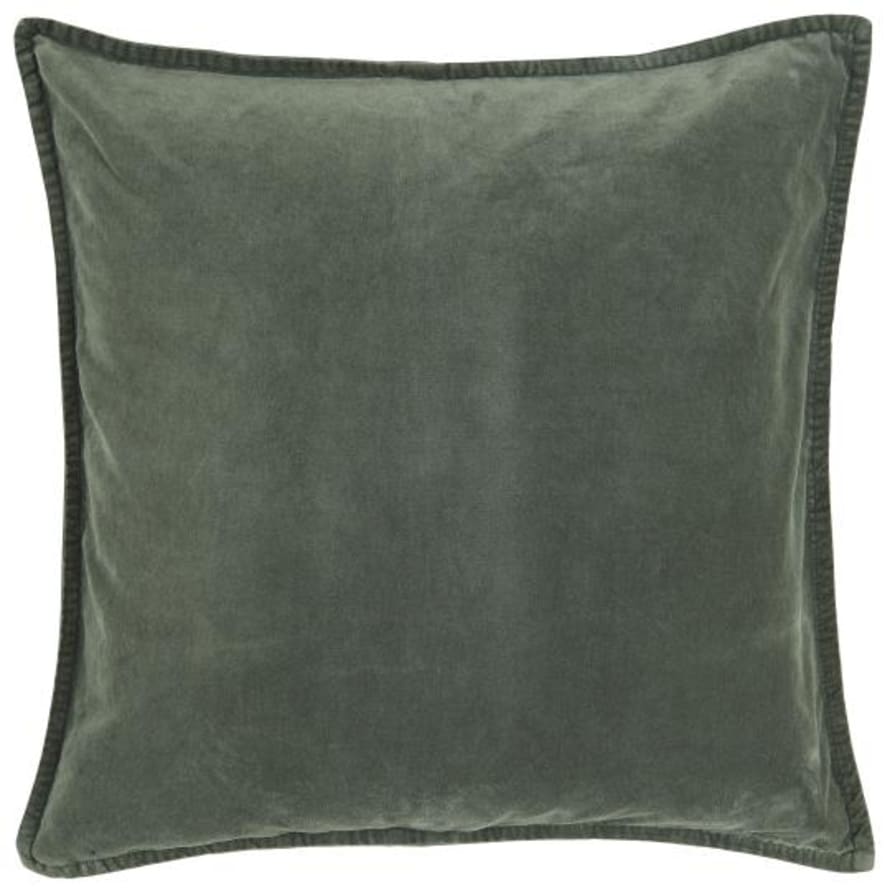 Ib Laursen Dark Green Velvet Cushion 50x50cm