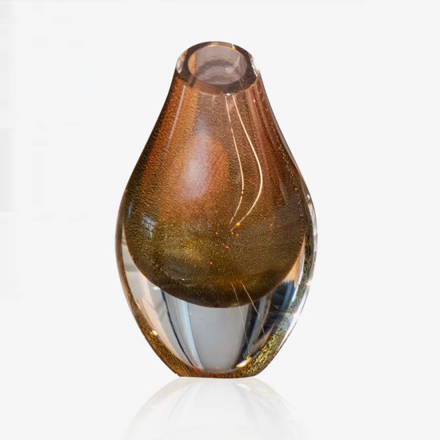 Cá d’Oro Minimalistic Glass Mini Vase Drop Low Purple Gold
