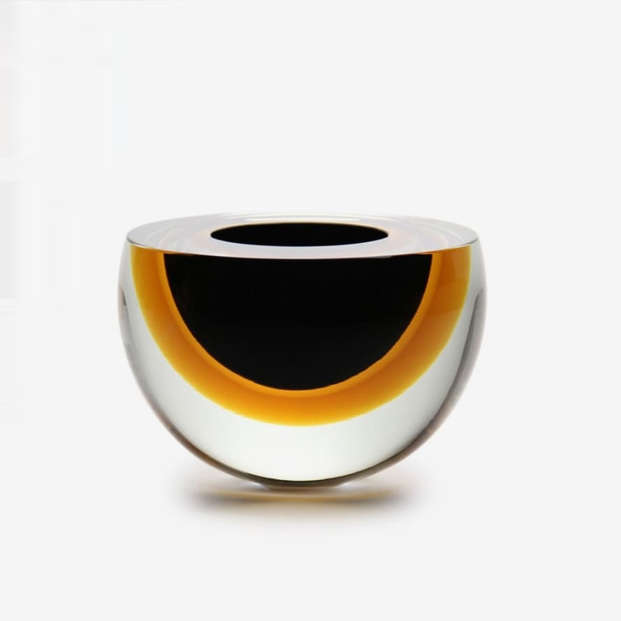 Cá d’Oro Minimalistic Glass Bowl Drop Flat Black-Ambar