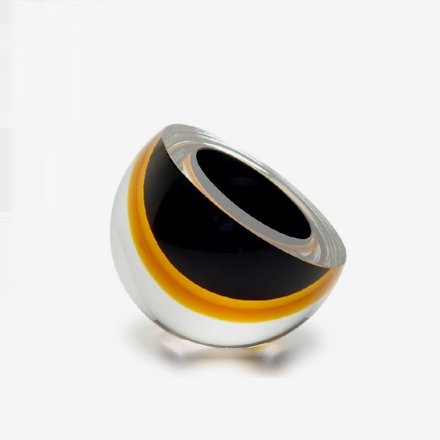 Cá d’Oro Minimalistic Glass Bowl Drop Diagonal Black-Ambar