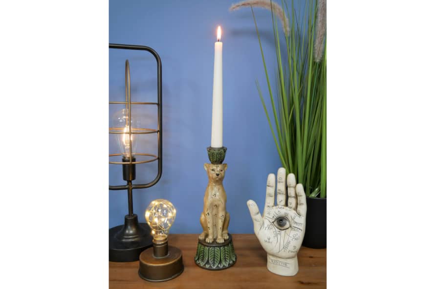 &Quirky Antiqued Lola The Leopard Candle Holder