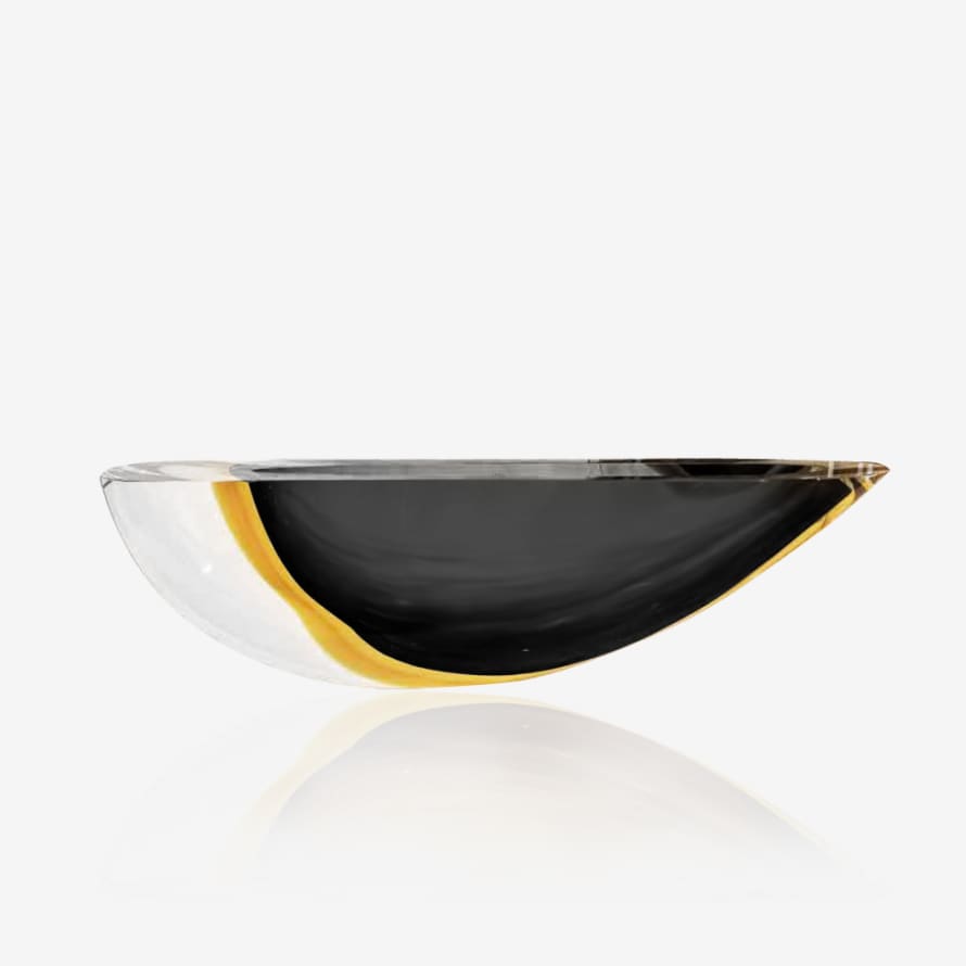 Cá d’Oro Minimalistic Glass Vase Canoe Black-Ambar