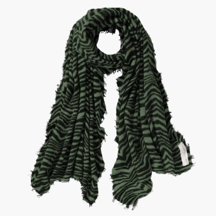 Pur Schoen Hand Felted Cashmere Soft Scarf Zebra Military Black + Gift