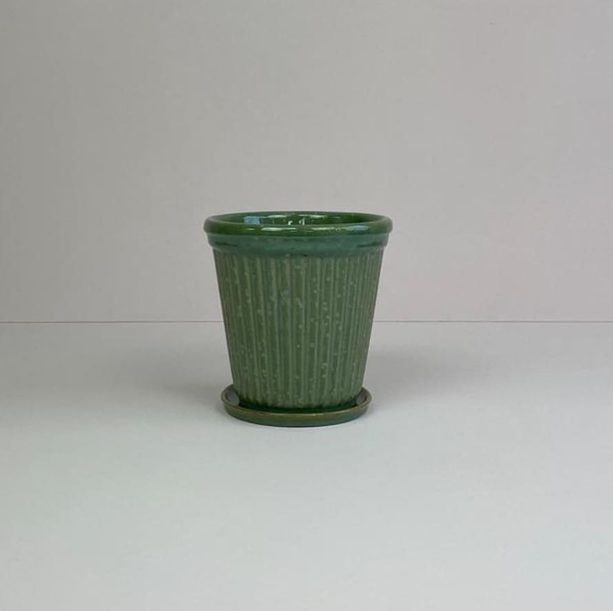 B Green Medium Ribbed Pot Saucer Green