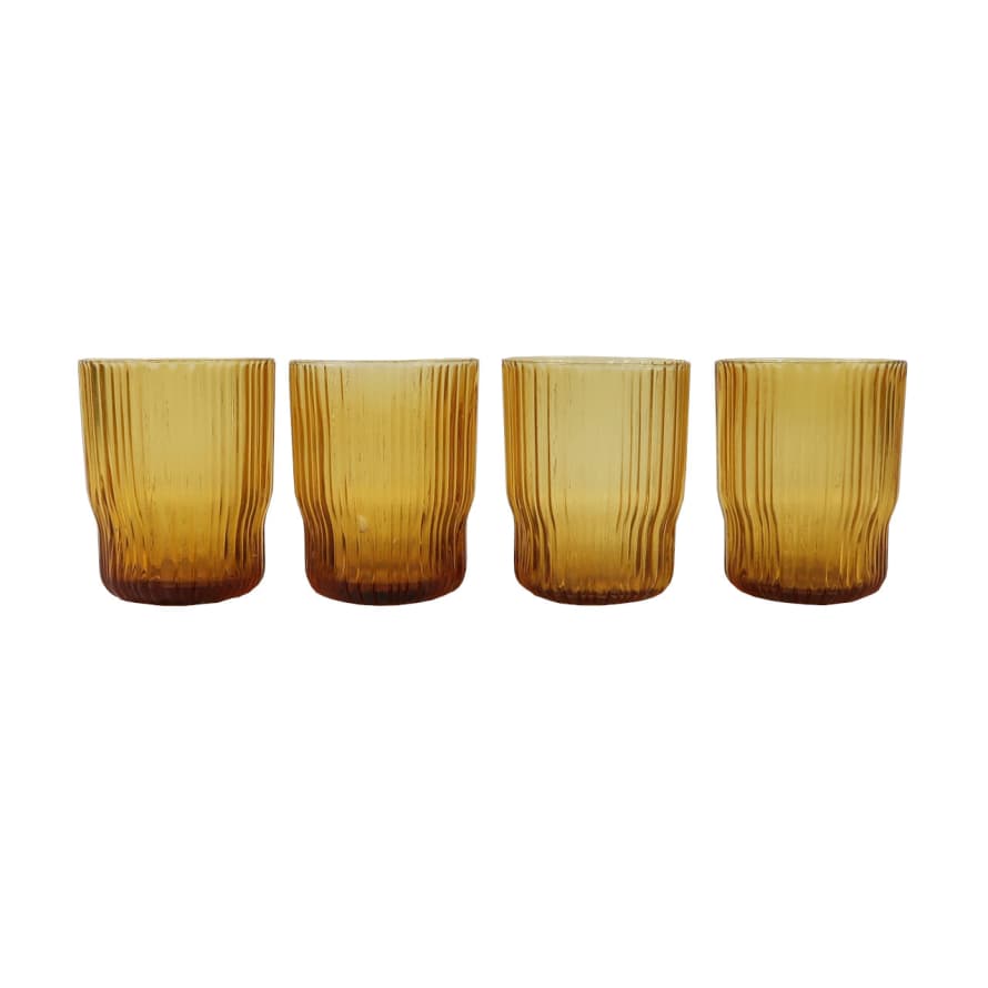 Nkuku Set of 4 Fali Amber Glass Tumbler