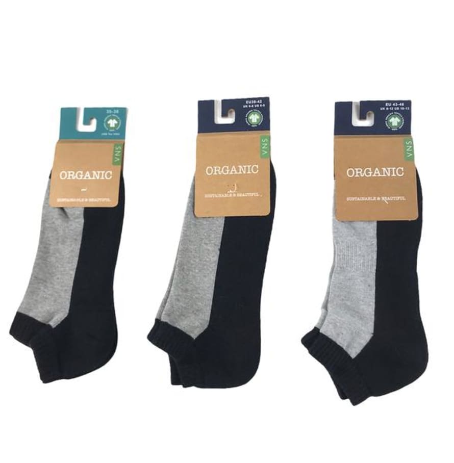 bls organic socks Sneakersocken Schwarz Grau