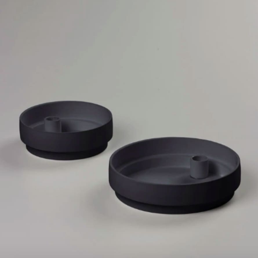 Aery Charcoal Matte Clay Candle Holder