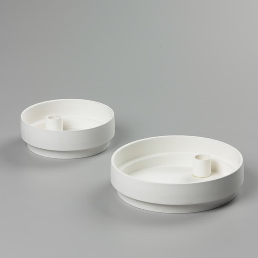 Aery White Matte Clay Candle Holder