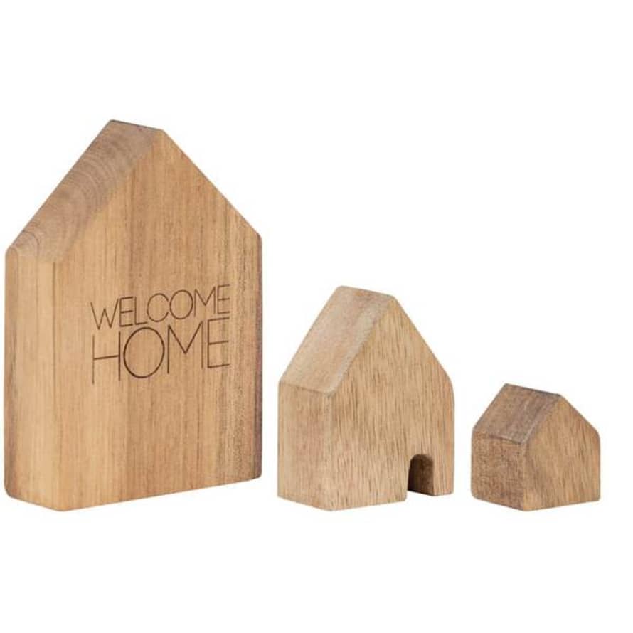 Räder Set of 3 Wooden Houses Welcome Home