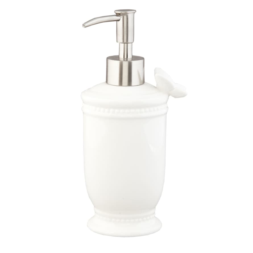 clayre & Eef  White Ceramic Soap Dispenser with Butterfly