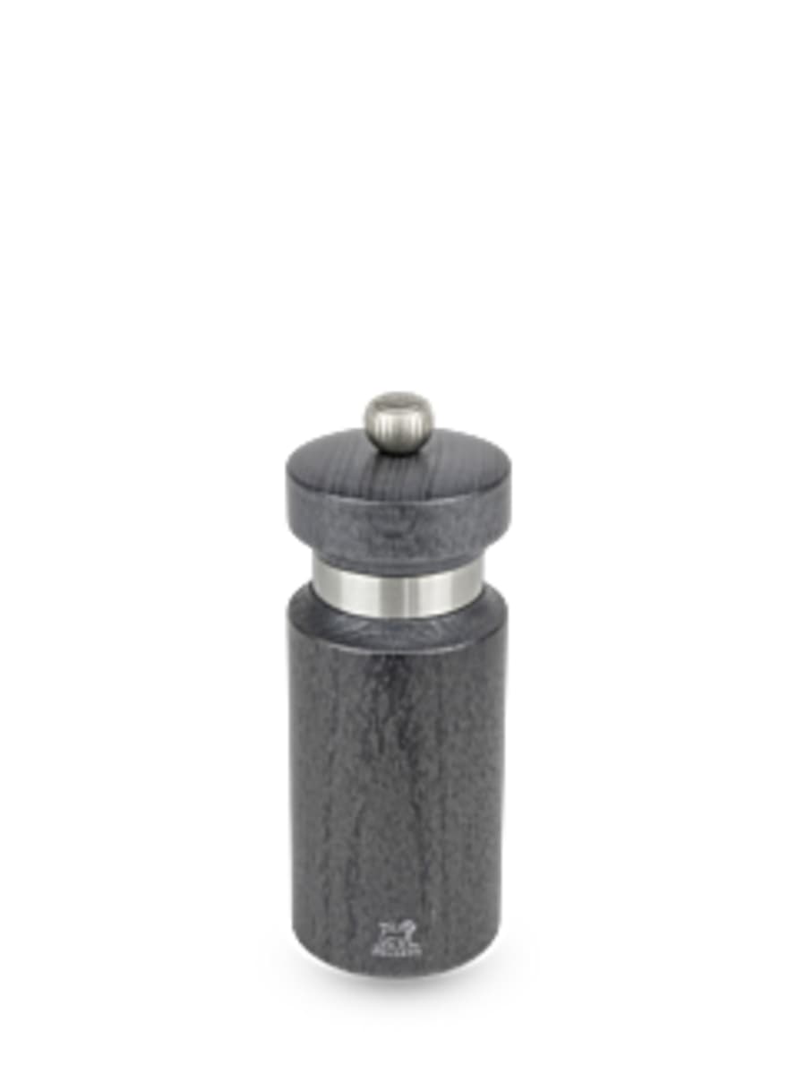 Peugeot Royan 14cm Salt Mill - Grey Wood With Stainless Steel Ring Finish