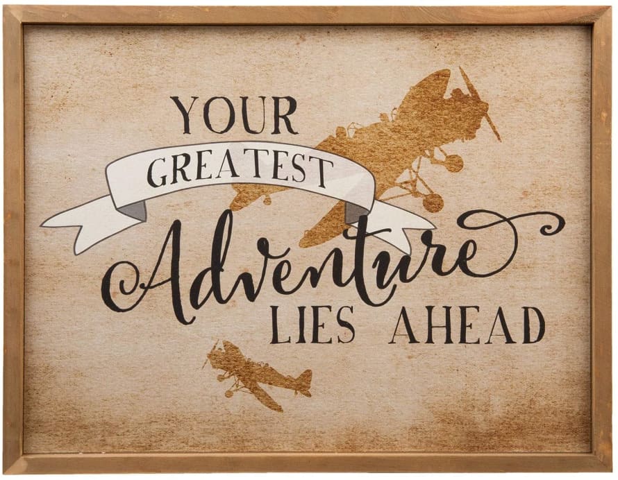 clayre & Eef Wooden Sign "Your Greatest Adventure Lies Ahead"