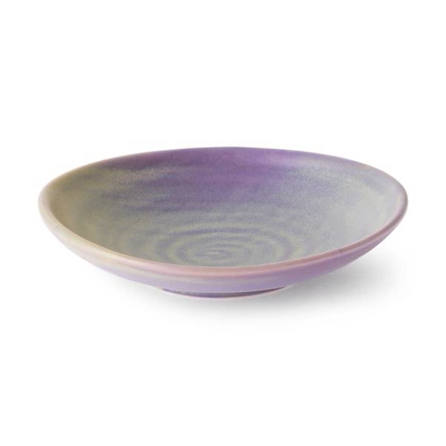 HK Living Homes Chef Ceramics Flat Bowl Purple Green