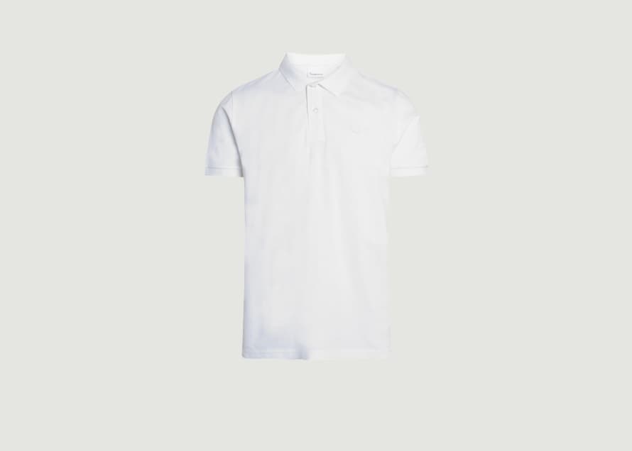 Knowledge Cotton Apparel  White Rowan Polo Shirt