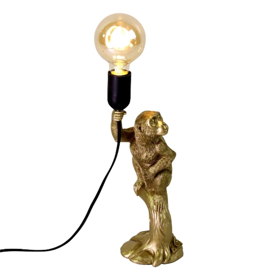 &Quirky Francis The Gold Monkey Sitting On Branch Lamp