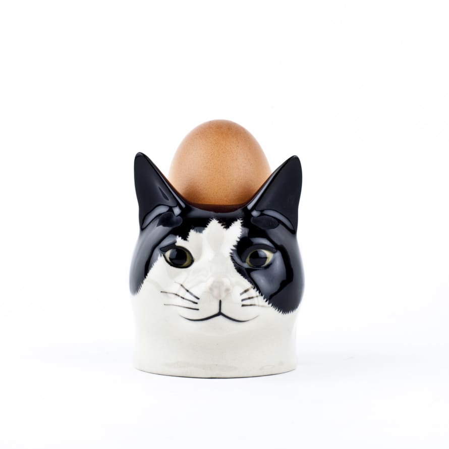 Quail Ceramics Barney B&W Cat Face Egg Cup