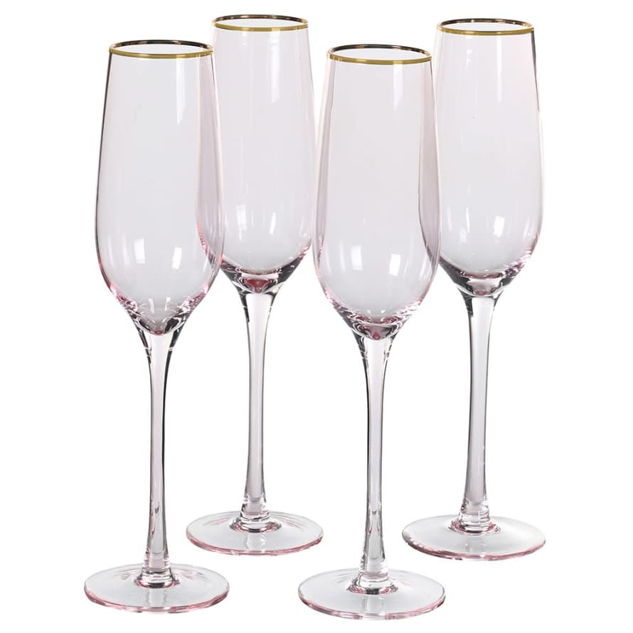 Set of 4 Pink Tone Champagne Glass