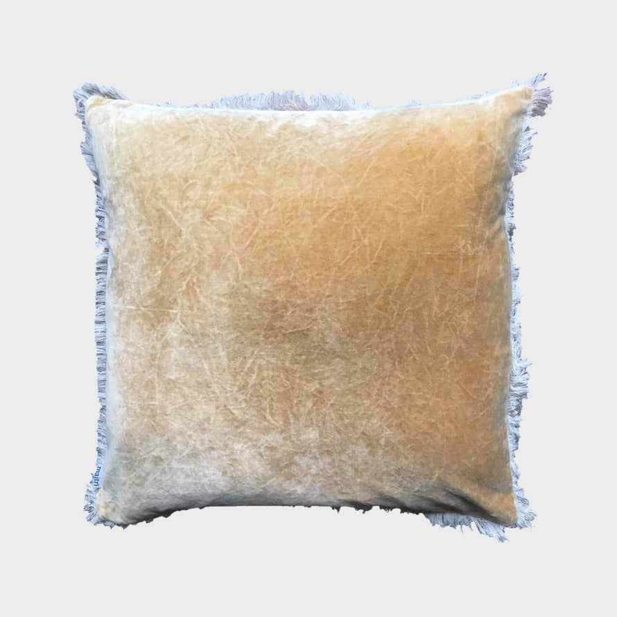 Maitri Stonewashed Velvet Cushion Cover Mustard 50 X 50