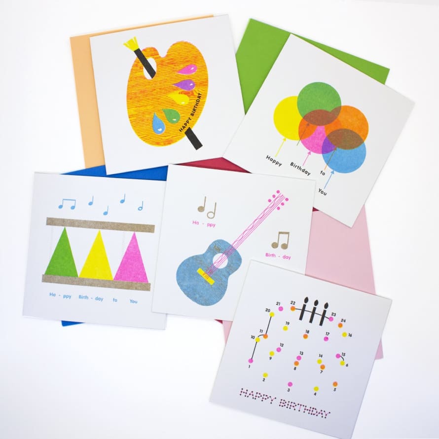 Bomull Press Birthday Cards -  Set of 5