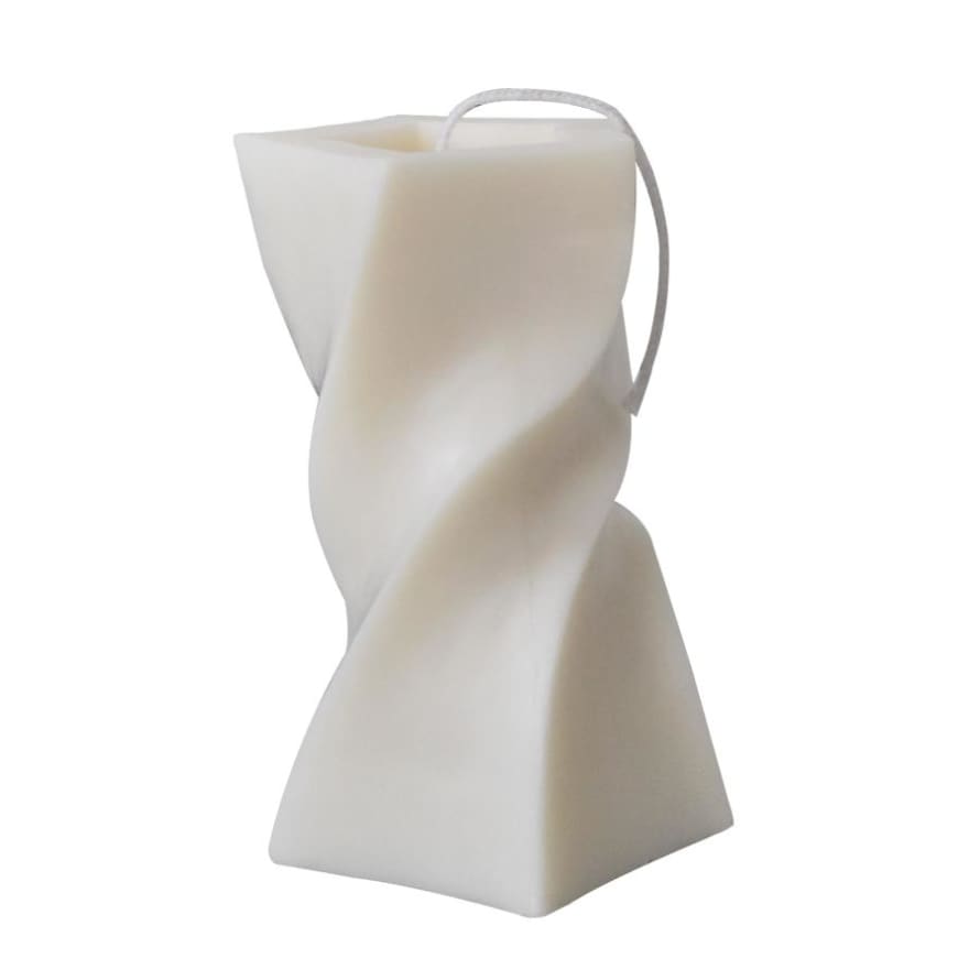 Honey Flamingo Asymmetric Twist Candle in Ivory (White Sage Scent)