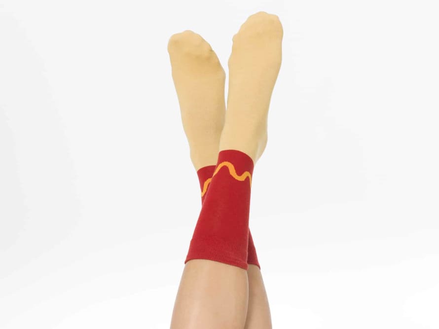 DOIY Design Brown and Red Hot Dog Socks