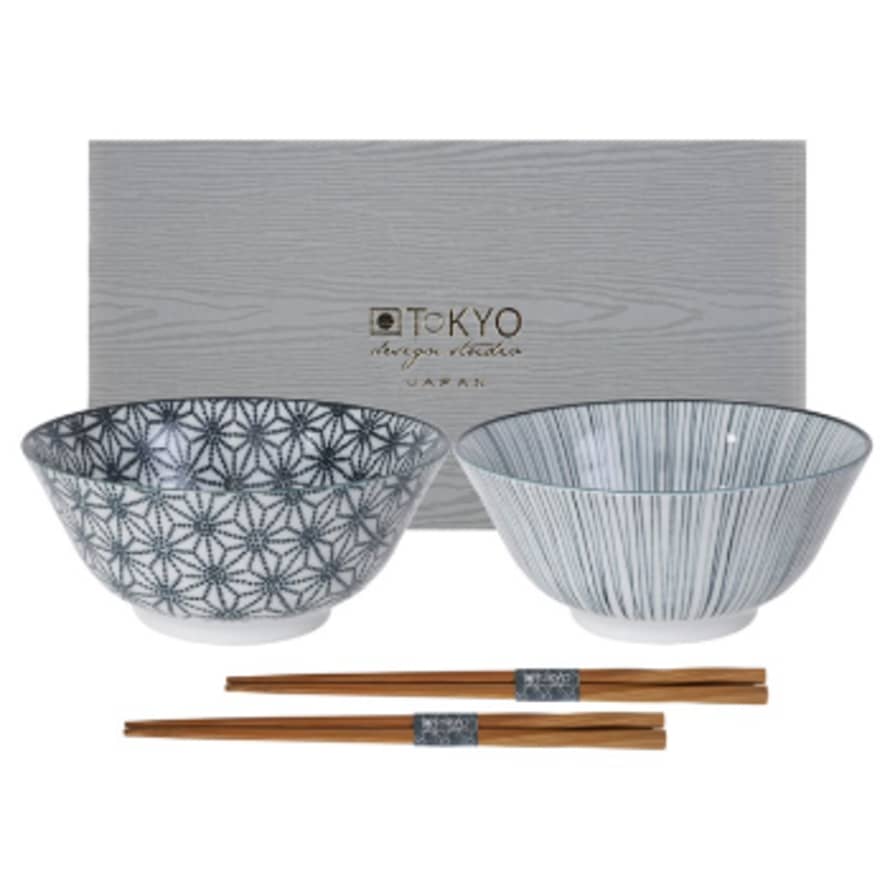 Tokyo Design Studio Rice Bowl Nippon Black - Set of 2 + Gift Box