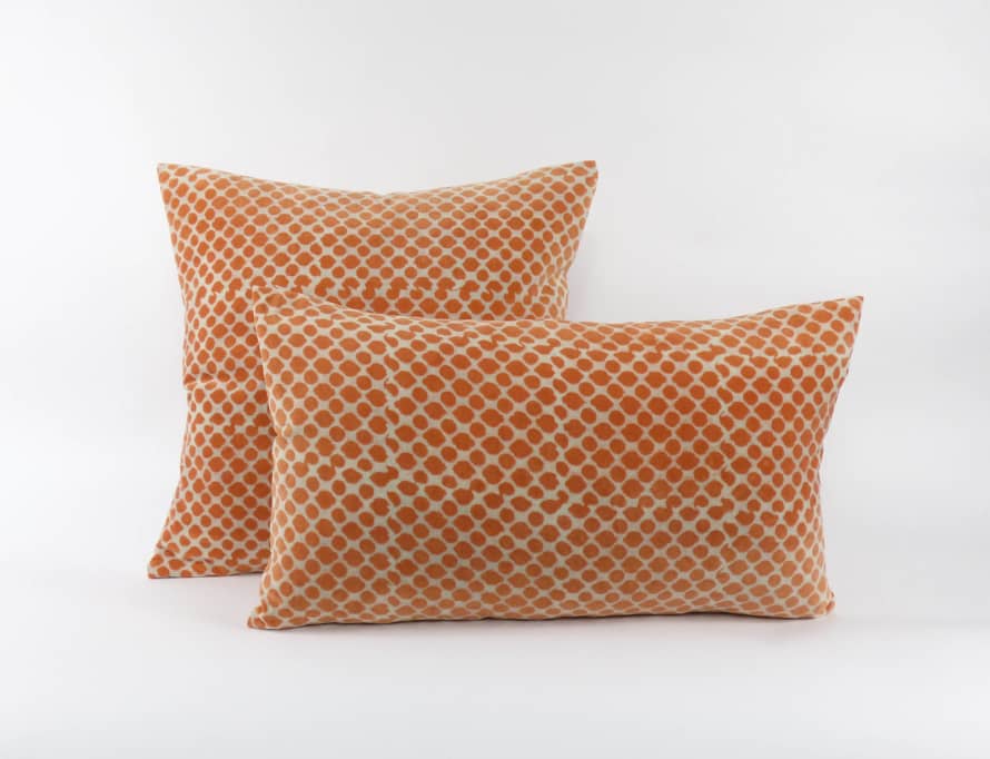 Indigo & Wills Orange Honeycomb Velvet Cushions