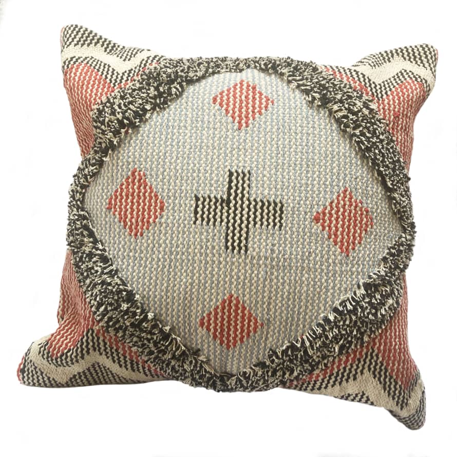  Bohemian handwoven Indian Dhurrie cushion