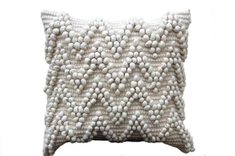  Bohemian Handwoven Wool Bobble Cushion