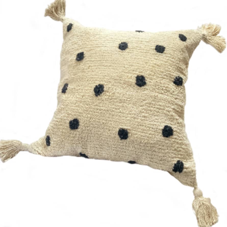 Bohemian Polka Dot Handwoven Tufted Cotton Cushion