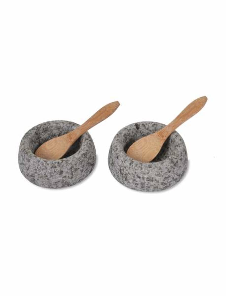 Garden Trading Granite Salt And Pepper Pots With Bamboo Spoons