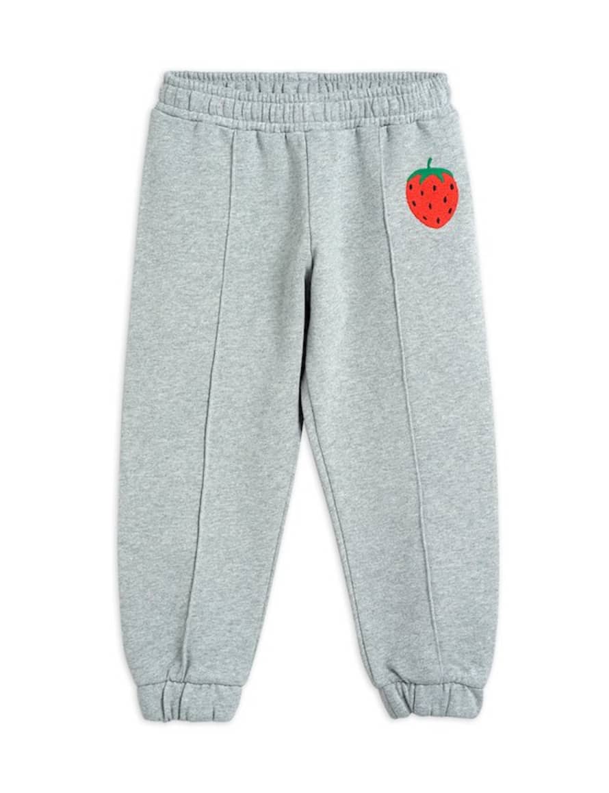 Mini Rodini Grey Strawberry Embroidered Sweatpants