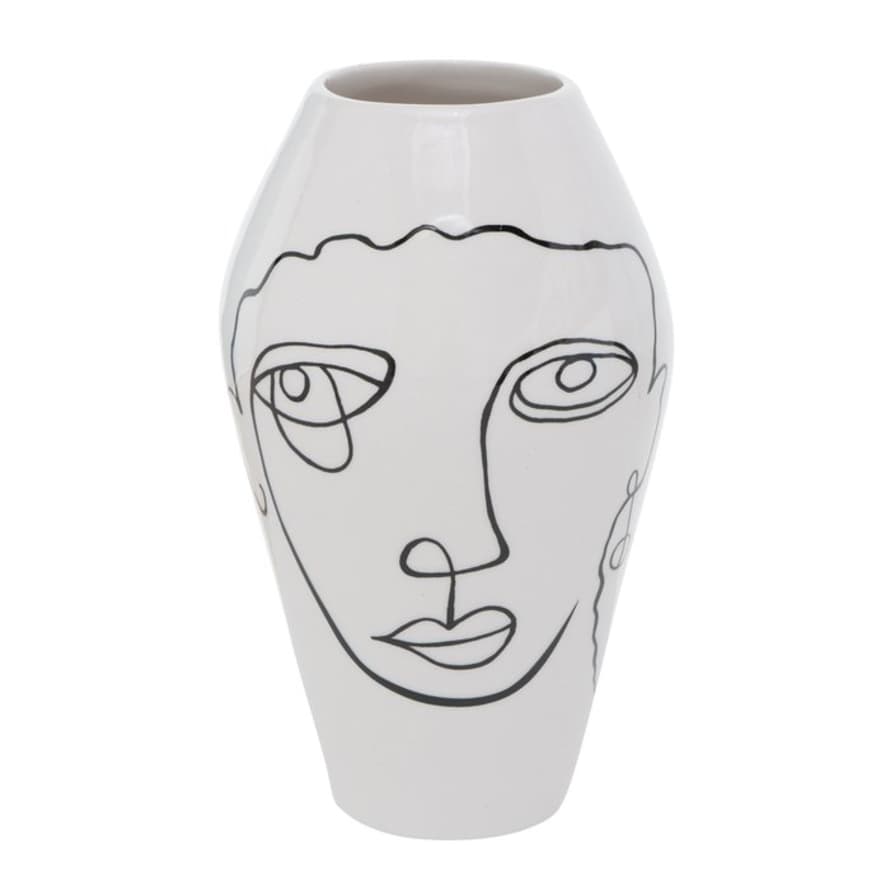 &Quirky Short Monochrome Abstract Face Vase