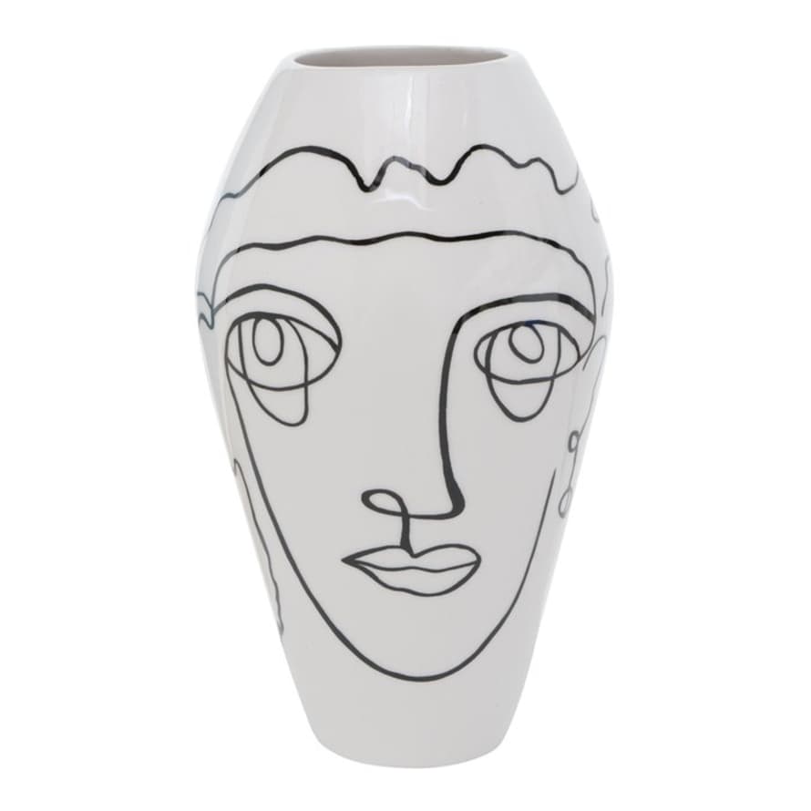 &Quirky Tall Monochrome Abstract Face Vase