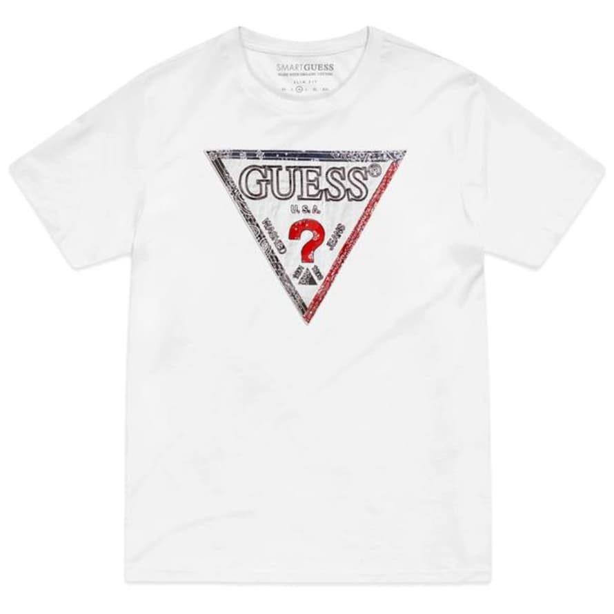 Guess Triesley Logo Print T Shirt White