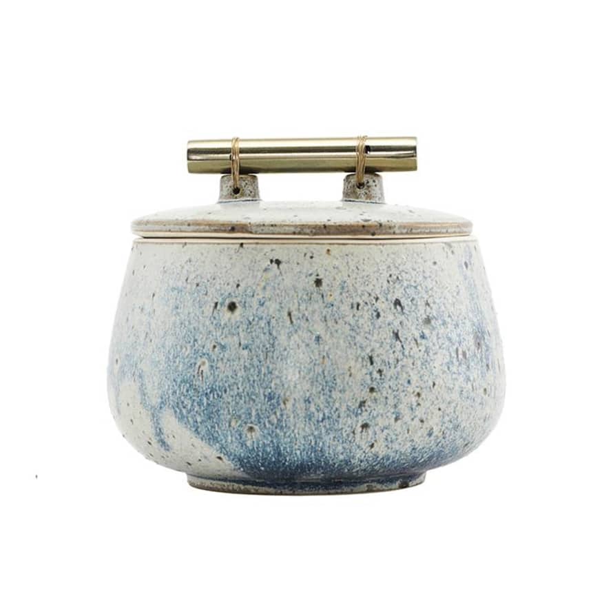 House Doctor Diva Blue/Grey Storage Pot with Lid Medium