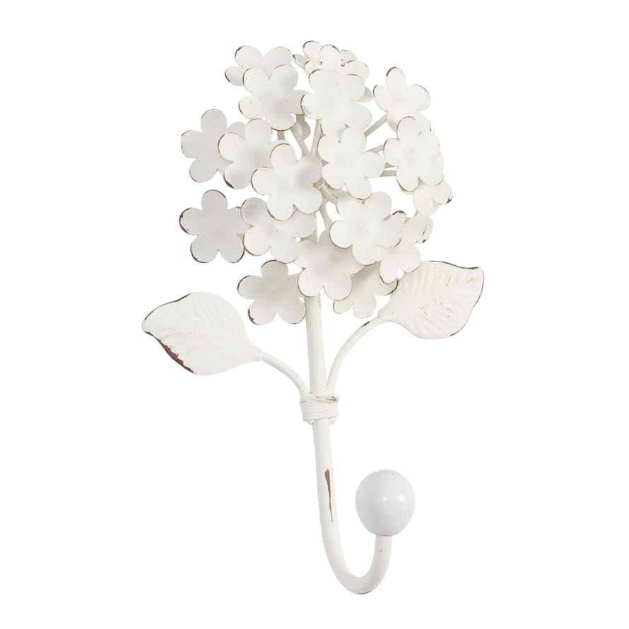 clayre & Eef Single Iron Floral Hook - White