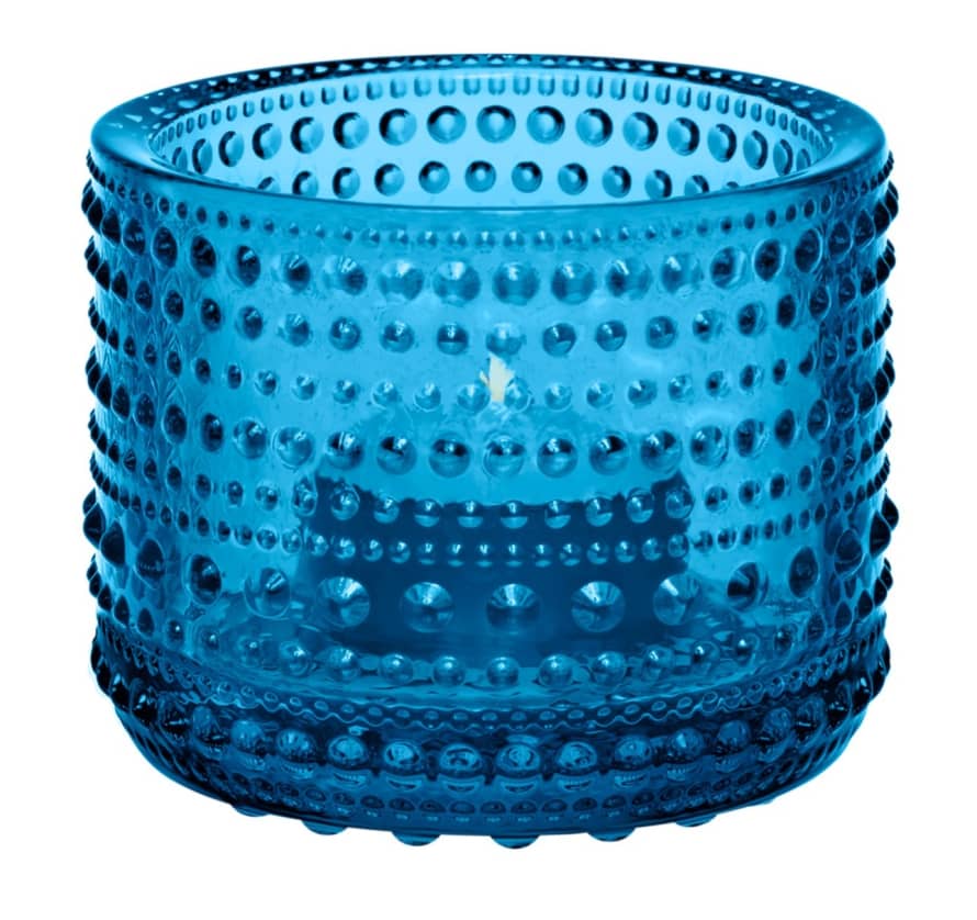 Iittala   Kastehelmi Glass Votive 64mm Turquoise