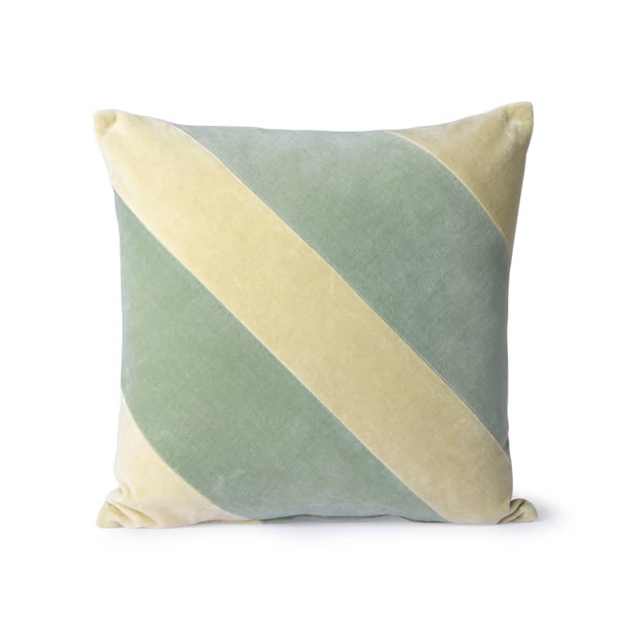 HKliving Striped Velvet Cushion Mint/Green